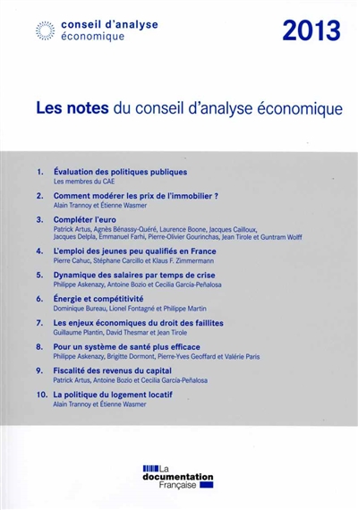 Les notes du Conseil d'analyse économique : recueil : 2013