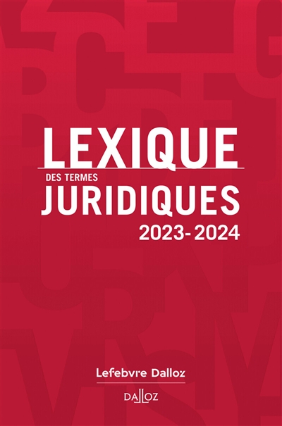 Lexique des termes juridiques 2023-2024 Ed. 31