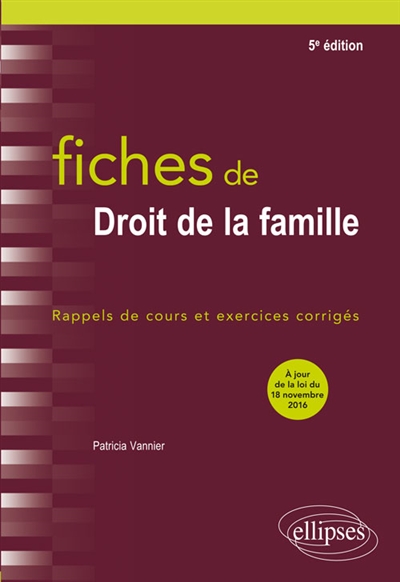Fiches de Droit de la famille - 5e édition : Rappels de cours et exercices corrigés