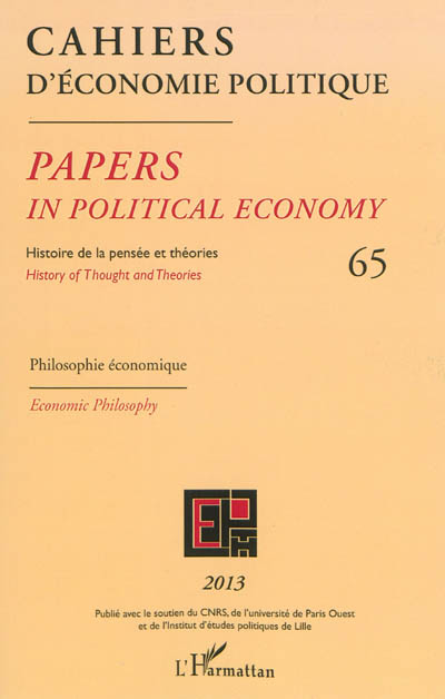 Cahiers d'économie politique : Histoire de la pensée et théories - Philosophie économique