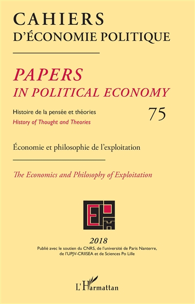 Cahiers d'économie politique 75 : Economie et philosophie de l'exploitation