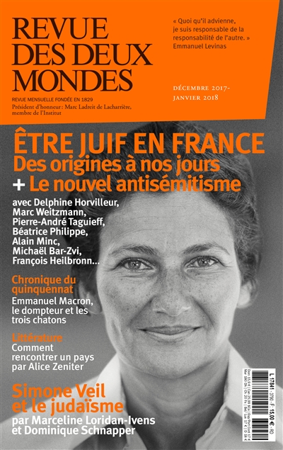 Revue des Deux Mondes décembre 2017 janvier 2018 : Être juif en France