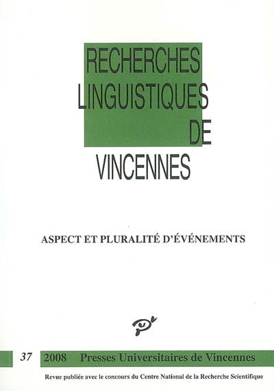 Recherches Linguistiques de Vincennes numéro 37 
