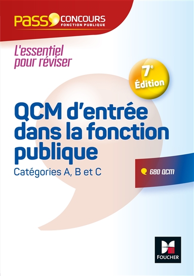 Pass'Concours - QCM d'entrée dans la fonction publique : Révision et entrainement Ed. 7