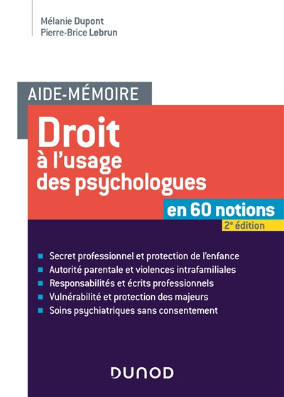 Aide-mémoire - Droit à l'usage des psychologues Ed. 2