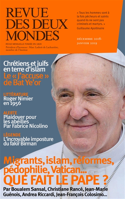 Revue des Deux Mondes décembre 2018 janvier 2019 : Que fait le pape ?