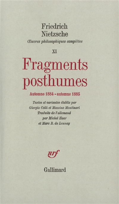 Fragments posthumes : automne 1884-automne 1885