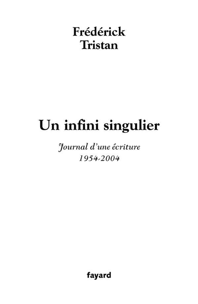 Un infini singulier : journal d'une écriture, 1954-2004