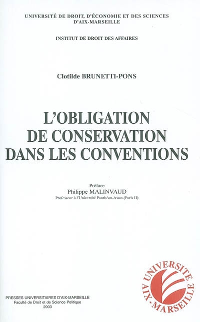 L'obligation de conservation dans les conventions
