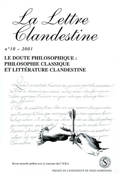La Lettre clandestine. 10 , Le doute philosophique : philosophie classique et littérature clandestine