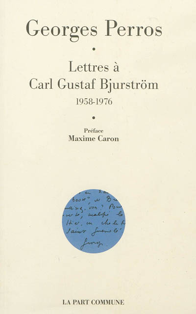 Lettres à Carl Gustaf Bjurström : 1958-1976