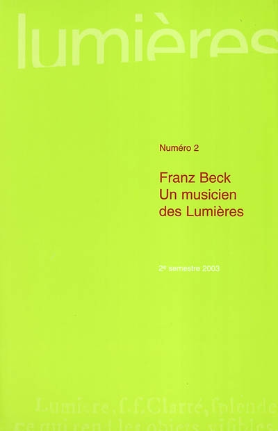 Franz Beck : un musicien des Lumières