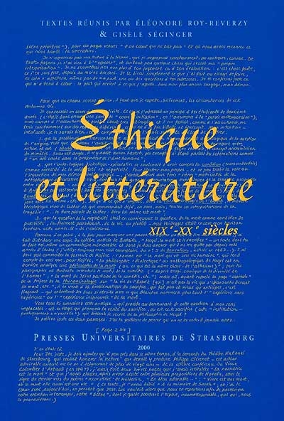 Éthique et littérature : XIXe-XXe siècles