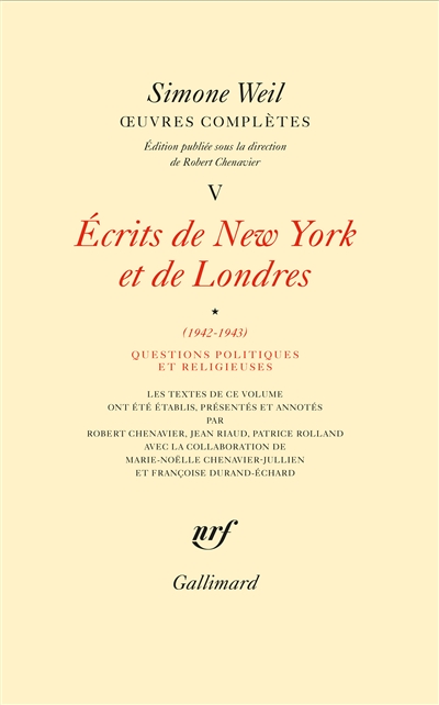 Écrits de New York et de Londres. Volume 1 , Questions politiques et religieuses : 1942-1943