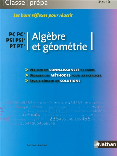 Algèbre et géométrie : PC, PC*, PSI, PSI*, PT, PT*