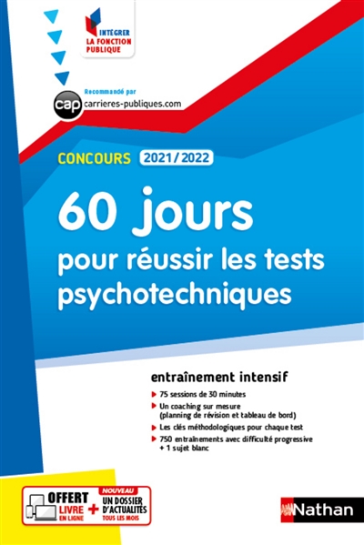 60 jours pour réussir les tests psychotechniques : concours 2021-2022 : catégories B et C