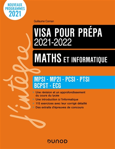 Maths et informatique : visa pour la prépa : MPSI, MP2I, PCSI, PTSI, BCPST, ECG
