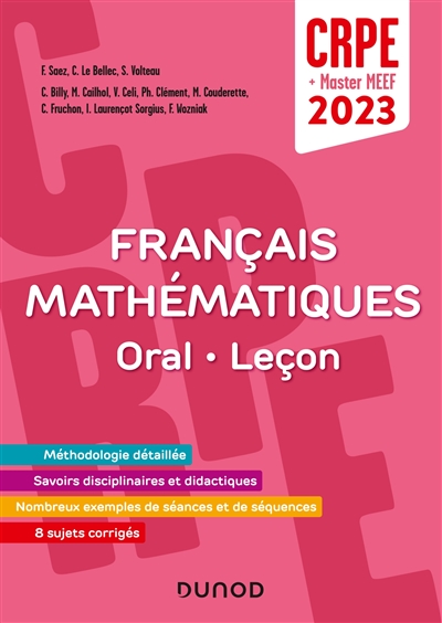 Français, maths : oral, leçon : CRPE 2023 + Master MEEF