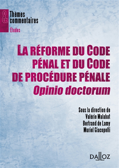 La réforme du Code pénal et du Code de procédure pénale, Opinio doctorum