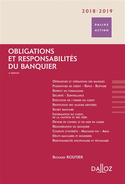 Obligations et responsabilités du banquier 2018-2019