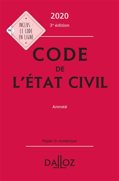 Code de l'état civil 2020 : annoté
