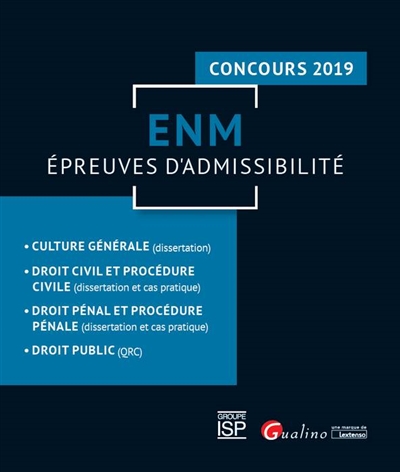 ENM, épreuves d'admissibilité : concours 2019