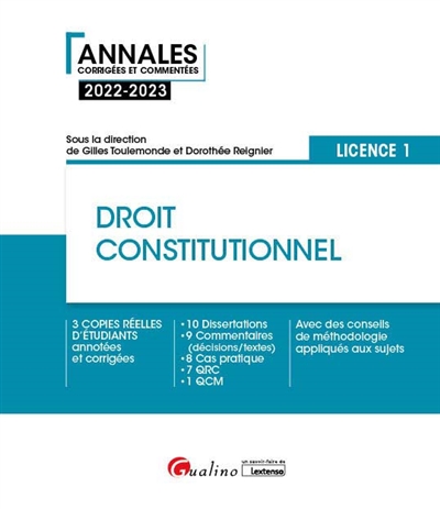 Droit constitutionnel : licence 1 : [Annales 2022-2023]: : l'État, la souveraineté et la démocratie, la Constitution...
