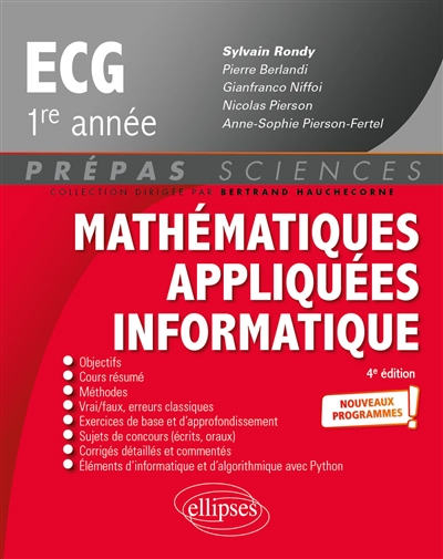 Mathématiques appliquées informatique, ECG, 1re année : nouveaux programmes