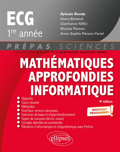 Mathématiques approfondies informatique, ECG, 1re année : nouveaux programmes