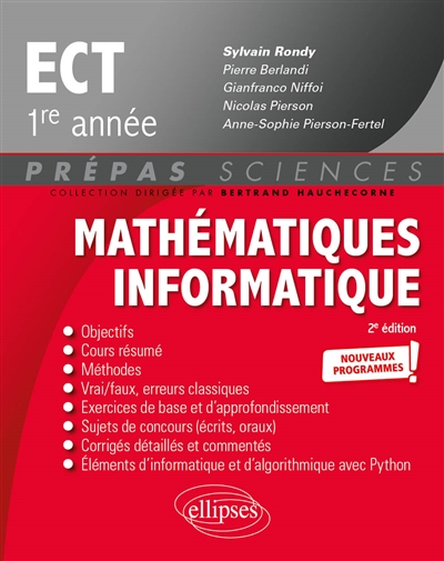 Mathématiques informatique, ECT, 1re année : nouveaux programmes