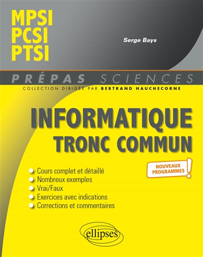 Informatique tronc commun : MPSI-PCSI-PTSI : nouveaux programmes