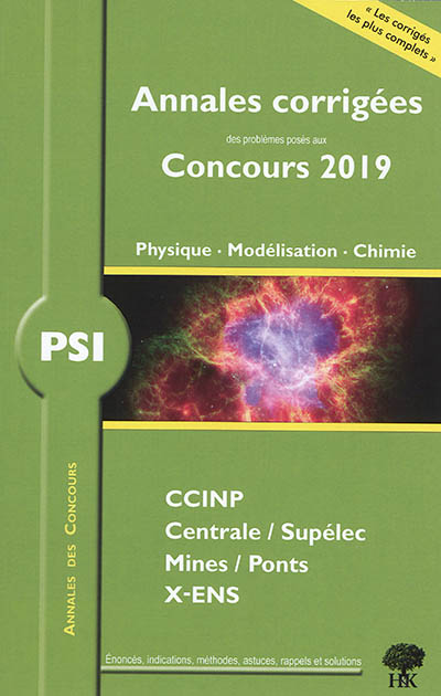 PSI physique, modélisation, chimie 2019