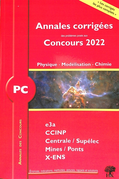 Physique, modélisation, chimie : PC : 2022