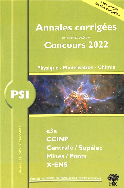 Physique, modélisation, chimie : PSI : 2022