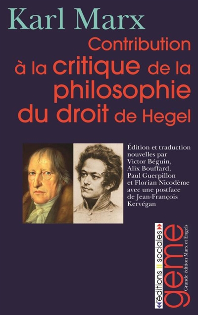 Contribution la critique de la philosophie du droit de Hegel