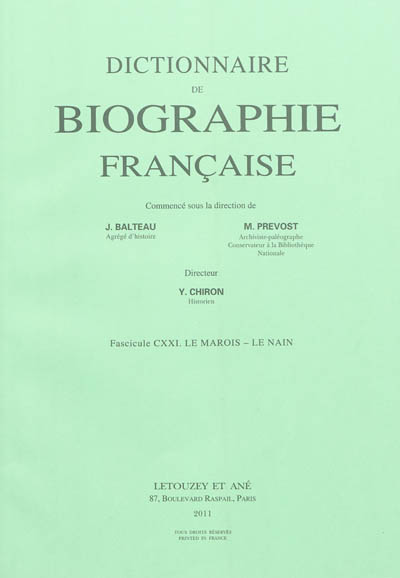 Dictionnaire de biographie française XXI. Fascicule CXXIII , Lepage de Lingerville-Le Prevost