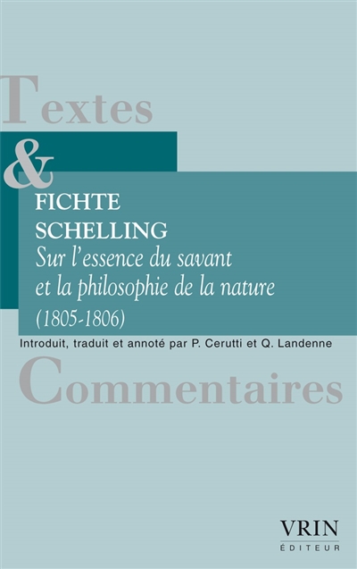 Sur l'essence du savant et la philosophie de la nature (1805-1806)