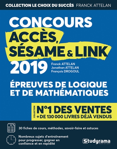 Concours Accès, Sésame & Link : épreuves de logique et de mathématiques : 2019