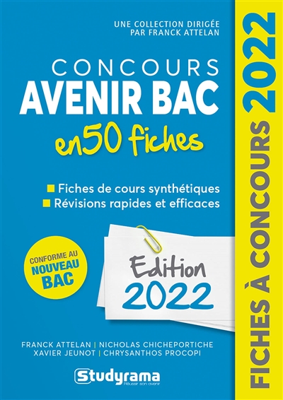 Concours Avenir bac en 50 fiches : conforme au nouveau bac : édition 2022