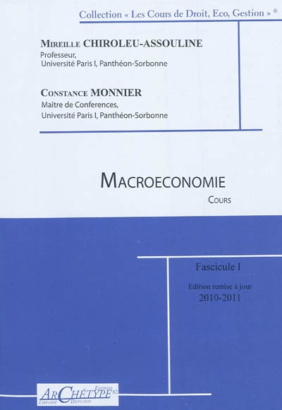 Macroéconomie : cours 2010-2011. 1