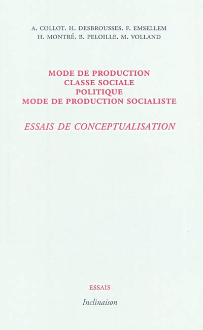Mode de production, classe sociale, politique, mode de production socialiste : essais de conceptualisation