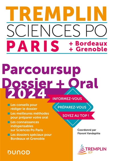 Tremplin Sciences Po 2024 : Paris + Bordeaux + Grenoble : Parcoursup : dossier + oral