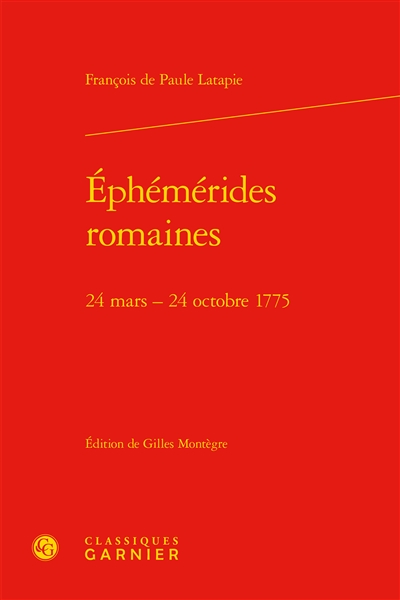 Éphémérides romaines : 24 mars - 24 octobre 1775