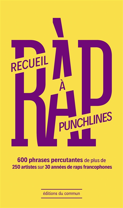Recueil à punchlines : 600 phrases percutantes de plus de 250 artistes sur 30 années de raps francophones