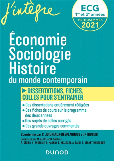 Économie, sociologie, histoire du monde contemporain : dissertations, fiches, colles pour s'entraîner : ECG 1re et 2e années : programmes 2021