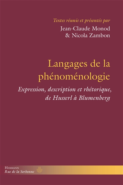 Langages de la phénoménologie : expression, description et rhétorique, de Husserl à Blumenberg