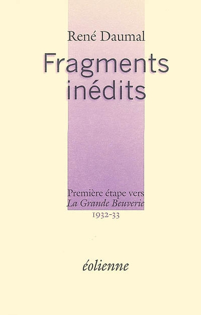 Fragments inédits : 1932-33 : première étape vers "La grande beuverie"