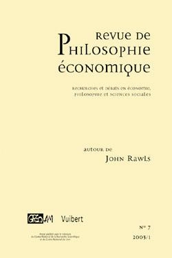 Revue de philosophie économique. 7 , Autour de John Rawls