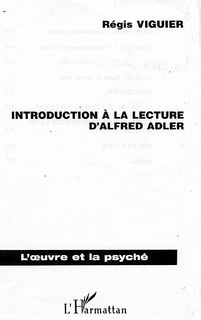Introduction à la lecture d'Alfred Adler : la psychologie individuelle, une psychanalyse humaniste
