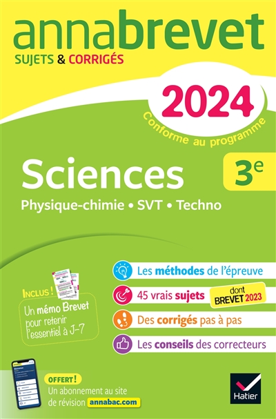 Sciences 3e : Physique-Chimie, SVT, Techno : 2024